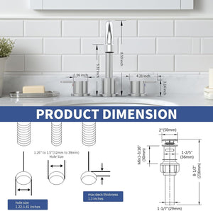 English Elm Widespread 2-Handle Bathroom Faucet 8" Centerset High-Arch Gooseneck 360° Swivel Water-Saving Chrome T3177P351677