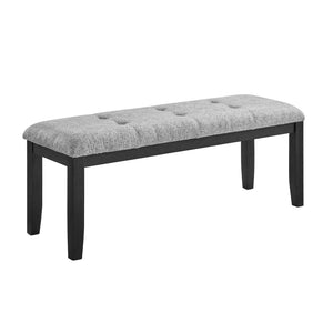English Elm OCEANIC Light Grey Dining Bench – Solid Wood Frame, Upholstered Fabric Seat, Contemporary Block Legs B201P405656