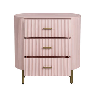 Crestview Collection Blush Pink Fluted Oval Chest - Chic Storage Solution With Brass Legs For Stylish Nurseries & Living Rooms Pink Solid Wood Cvfdr1306