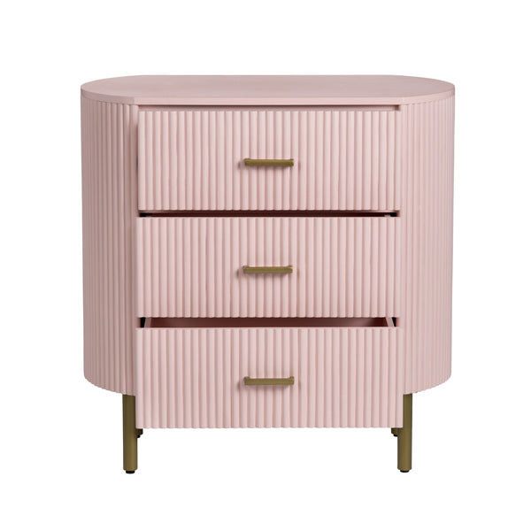 Crestview Collection Blush Pink Fluted Oval Chest - Chic Storage Solution With Brass Legs For Stylish Nurseries & Living Rooms Pink Solid Wood Cvfdr1306