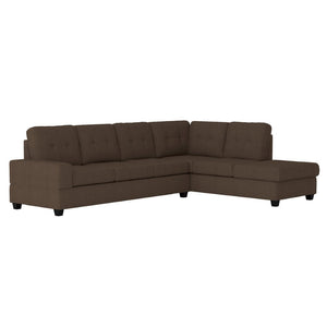 English Elm Modern Microfiber Sectional Sofa with Tufted Cushions Reversible Chaise and Built-in Cupholders Chocolate B011S00932