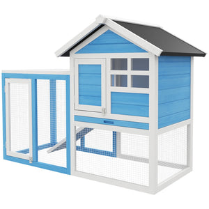 English Elm Pawhut Fir Wood Rabbit Hutch with Weatherproof Roof Floorless Run and Pull Out Tray W2225P229285