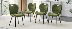 English Elm Set of 4 Olive Fabric Dining Chairs Ergonomic Cushion Black Steel Frame Modern Black+Green W1151P454883