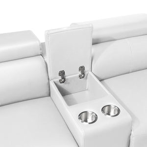 English Elm Nova Power Reclining Sectional with Bluetooth Audio Led Bar and Lift Top Wine Storage White B009S02169