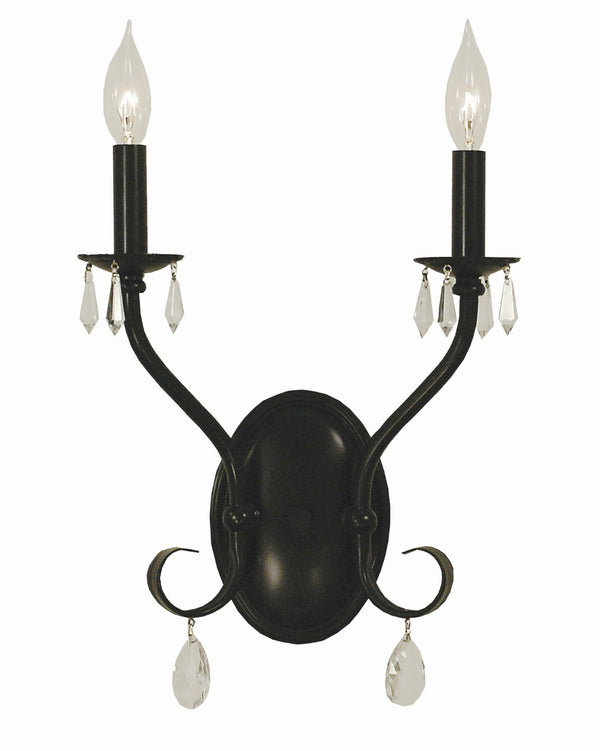 Framburg 2-light Elegant Liebestraum Sconce - Usa-made Crystal-trimmed Lighting For Any Decor Style Matte Black Metal 2992 Mblack