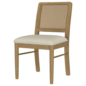 English Elm Benson Sand Wash Cane Dining Side Chairs Set of 2 — Handwoven Cane Backs, Beige Linen Seats, Cream Finish B062P374114