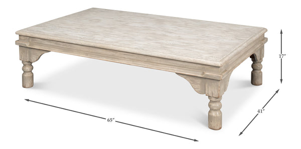 Sarreid Kaffe Table - Stylish Pine Coffee Table With Washed Gray Finish For Modern Living Room Decor Grey  29928