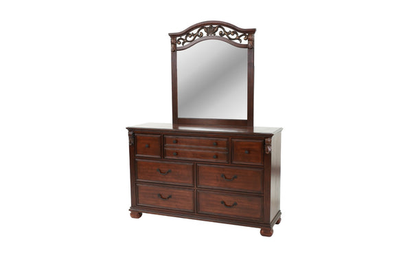 English Elm Traditional Dark Cherry Dresser with Carved Lion Claw Accents and Bun Feet Storage B011P448887