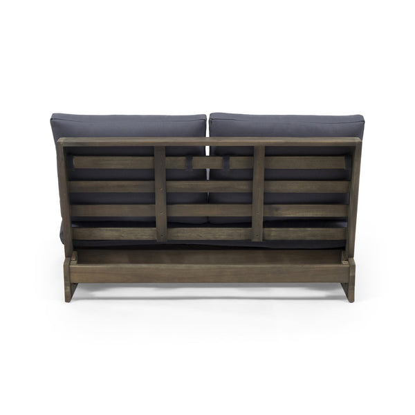 English Elm Christopher Knight Home® - SHERWOOD Loveseat with Acacia Wood Frame, Water-Resistant Cushions & Slatted Paneling for Patio Comfort and Durability DARK GREY 64868.00DGRY