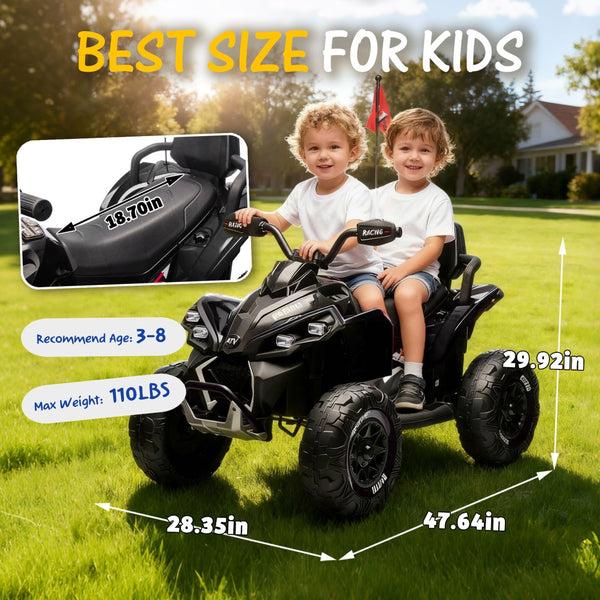 English Elm 24v Kids Electric Atv Xxxl Off-road Ride on with Remote Parental Control and Bluetooth Black W1578P228312