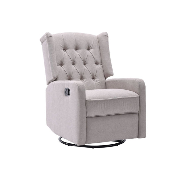 English Elm Coolmore Linen Swivel Glider Recliner with 360 Rotation Ergonomic Nursery Lounge Seat W1539P151225