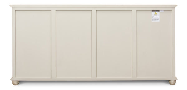 Sarreid Pie Crust Sideboard With 4 Doors & 2 Removable Shelves In Worn Grey Finish – Stylish Storage Solution Beige  29939