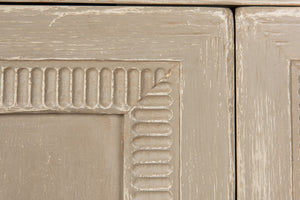 Sarreid Pie Crust Sideboard With 4 Doors & 2 Removable Shelves In Worn Grey Finish – Stylish Storage Solution Beige  29939