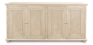 Sarreid Pie Crust Sideboard With 4 Doors & 2 Removable Shelves In Worn Grey Finish – Stylish Storage Solution Beige  29939