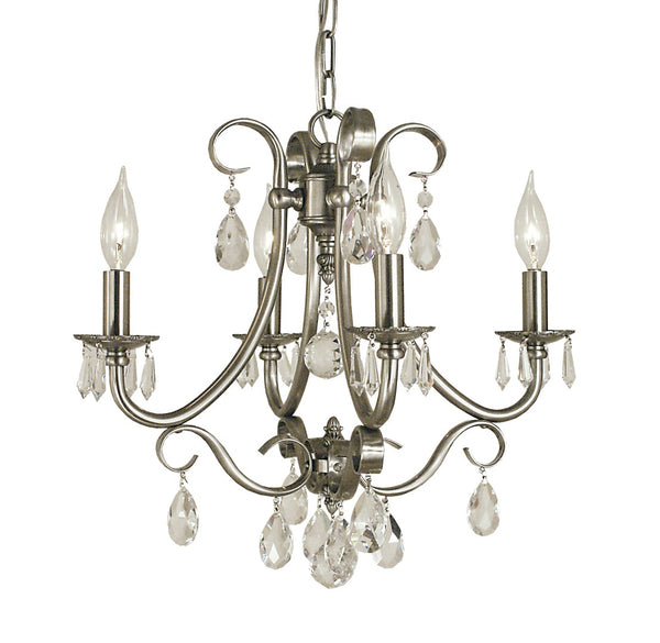 Framburg 4-light Elegant Mini Chandelier With Crystal Accents For Casual Or Formal Home Decor Settings Brushed Nickel Metal 2994 Bn