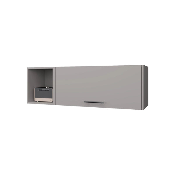 English Elm Smoke Wall Cabinet Fold-Down Door with Pneumatic Arms, Open Storage, Sleek Smoke Finish for Décor B062P252144