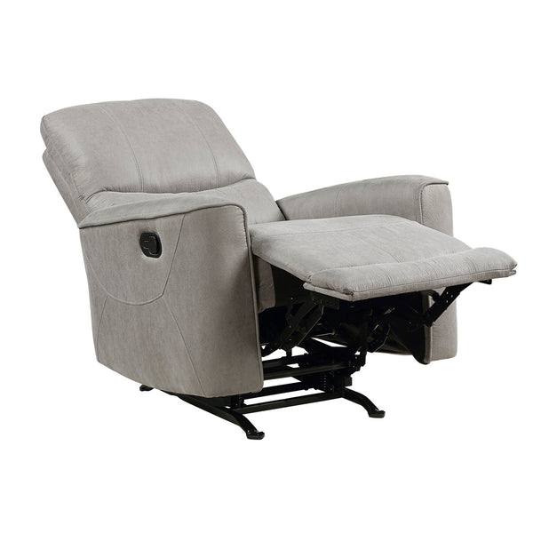 English Elm Modern Rocker Reclining Chair Gray Polished Microfiber — Transitional Track Arms, Contoured Seat, Manual Recline Comfort 39.5"H B011P204482