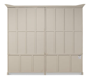 Sarreid Glass Front Bookcase - Stylish Pine Design With 8 Fixed & 2 Removable Shelves In Washed White Finish White  29949