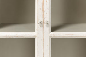 Sarreid Glass Front Bookcase - Stylish Pine Design With 8 Fixed & 2 Removable Shelves In Washed White Finish White  29949