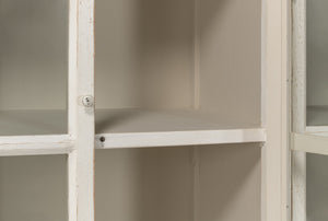 Sarreid Glass Front Bookcase - Stylish Pine Design With 8 Fixed & 2 Removable Shelves In Washed White Finish White  29949
