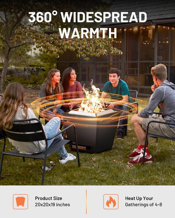 English Elm Cyberpit 20" Portable Smokeless Fire Pit - Durable Stainless Steel, Easy Cleanup & Low-Smoke Design W944P272634