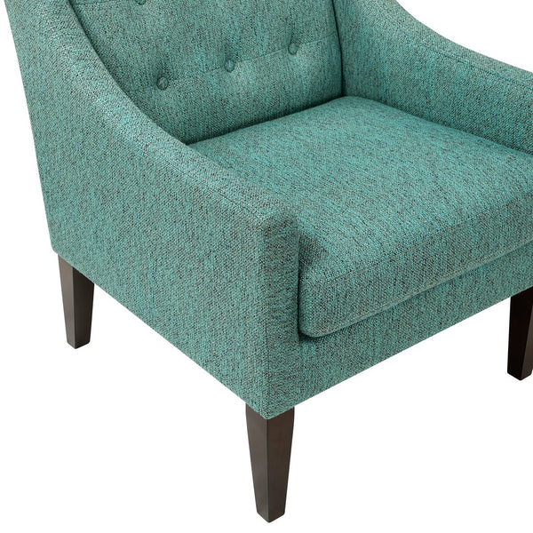 English Elm Contemporary Button-Tufted Accent Chair with Plush Fabric, Curved Arms and Solid Wood Legs for Living Green 26.5 L x 28.5 W x 22.5 H B011P281836