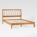 X Spindle Mid-Century Modern Solid Wood Queen Bed Caramel XAVB5CCA Walker Edison