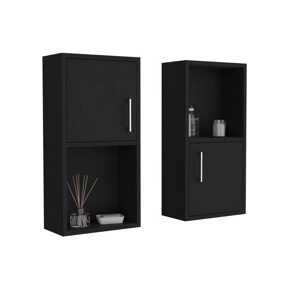 English Elm Wall Mounted Bathroom Medicine Cabinet Eak 24" H Black – Compact 4-Shelf Engineered Wood Storage, Sleek Design B097P199746