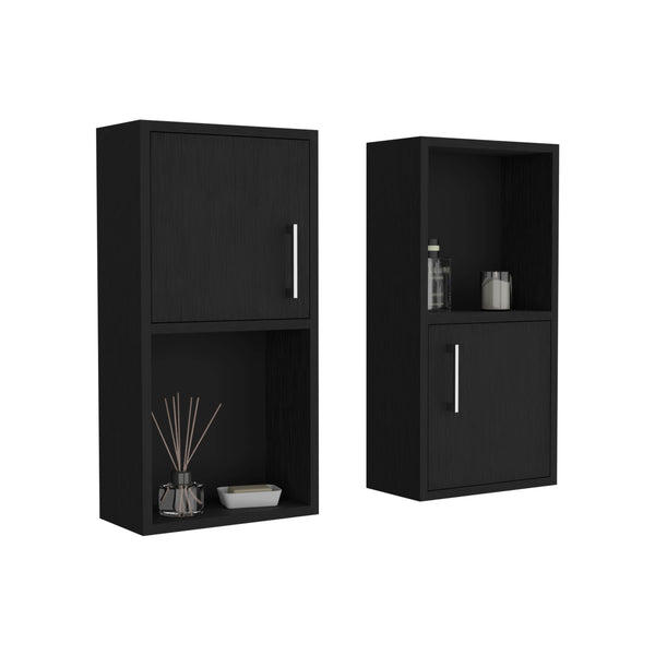 English Elm Wall Mounted Bathroom Medicine Cabinet Eak 24" H Black – Compact 4-Shelf Engineered Wood Storage, Sleek Design B097P199746