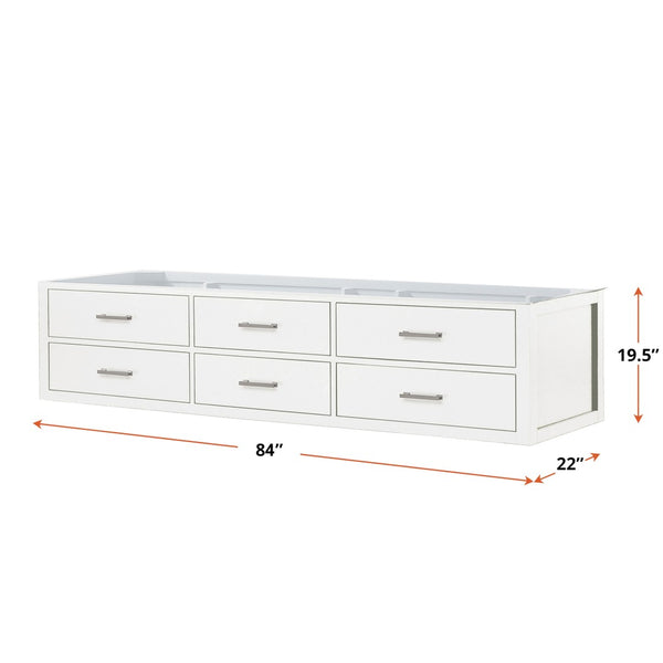 English Elm White Double Bath Vanity – 84" W X 22" D, Midcentury Design, Soft-Close Drawers, Space-Saving Storage B2731P258158-GIGA