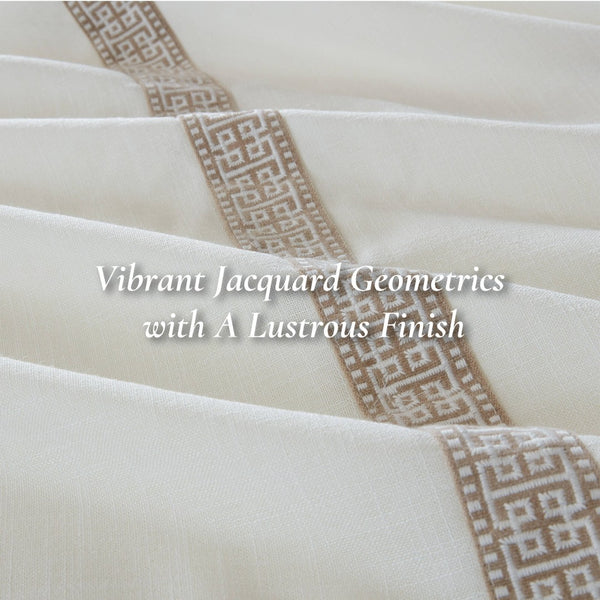English Elm 8-piece Queen Bedding Set Slub Fabric Embroidery Velvet Accents Boutique Hotel Style Tan+Ivory B035P482955