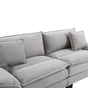 English Elm Corduroy Modern Sofa Sleeper Loveseat with Double-Layer Cushions, Two Pillows, Sturdy Frame 84" LIGHT GREY W676P227345