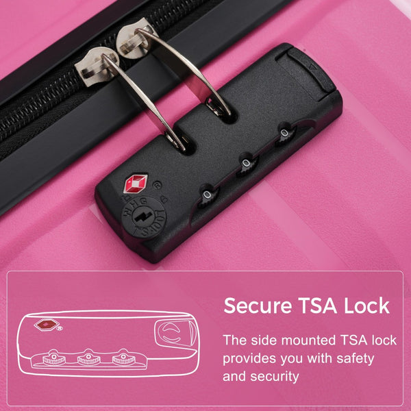 English Elm Premium Polypropylene Hard Shell Luggage Set Three Piece with Tsa Locks Spinner Wheels Pink N726P460073R