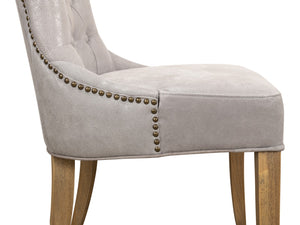 Sarreid Sophie Side Chair Set Of 2 - Vintage Grey Pigskin Leather & Sturdy Wood For Elegant Dining Spaces Grey  29970