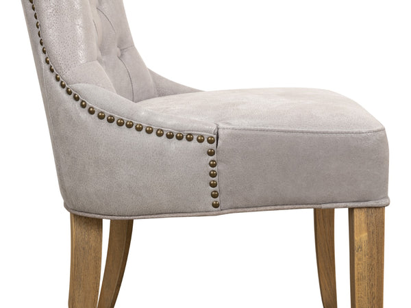 Sarreid Sophie Side Chair Set Of 2 - Vintage Grey Pigskin Leather & Sturdy Wood For Elegant Dining Spaces Grey  29970