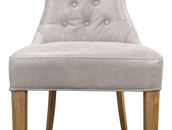 Sarreid Sophie Side Chair Set Of 2 - Vintage Grey Pigskin Leather & Sturdy Wood For Elegant Dining Spaces Grey  29970
