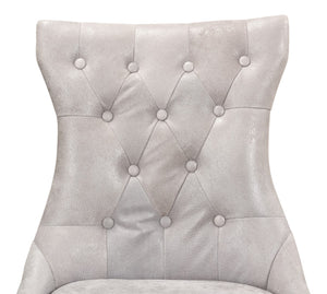 Sarreid Sophie Side Chair Set Of 2 - Vintage Grey Pigskin Leather & Sturdy Wood For Elegant Dining Spaces Grey  29970