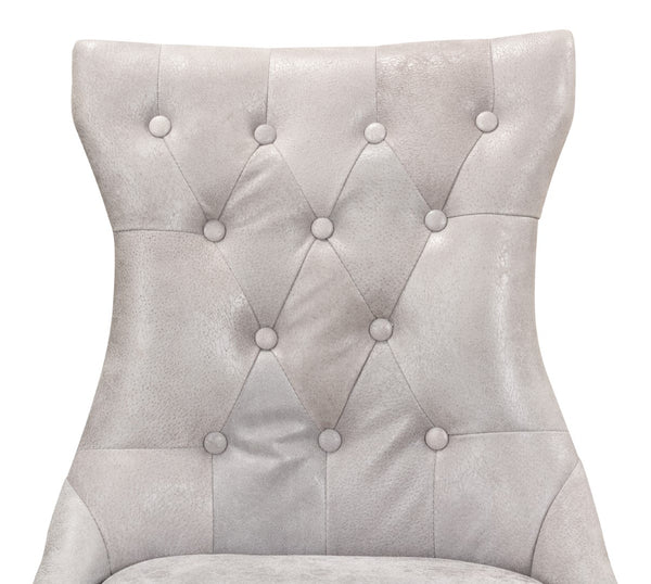 Sarreid Sophie Side Chair Set Of 2 - Vintage Grey Pigskin Leather & Sturdy Wood For Elegant Dining Spaces Grey  29970