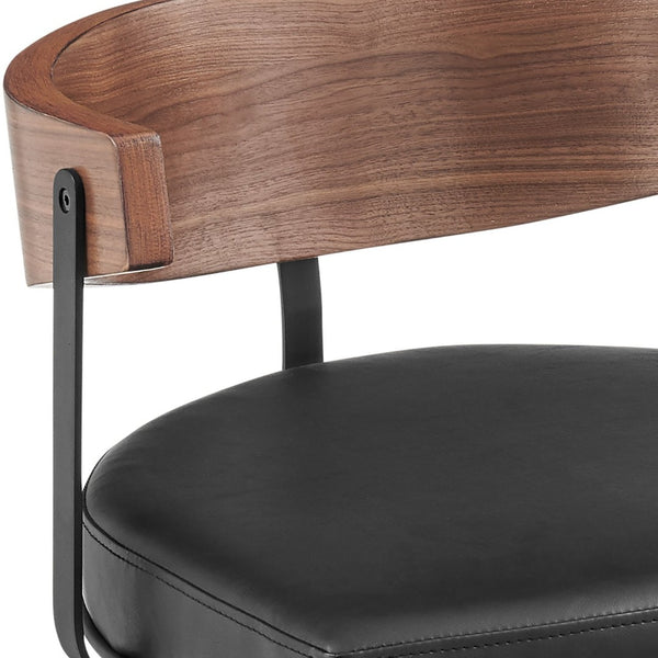 English Elm Lacey Swivel Barstool Matte Iron Base Faux Leather Seat Mid-century Kitchen Bar B2736P464814