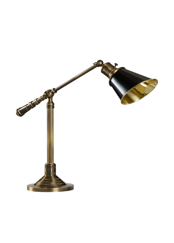 Wildwood Counterweight Solid Brass Desk Lamp With Antique Patina, Adjustable Counterweight Arm For Precision Lighting And Vintage Style 2999