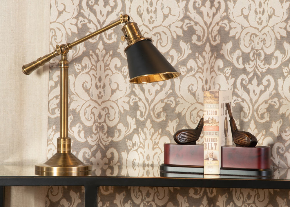 Wildwood Counterweight Solid Brass Desk Lamp With Antique Patina, Adjustable Counterweight Arm For Precision Lighting And Vintage Style 2999