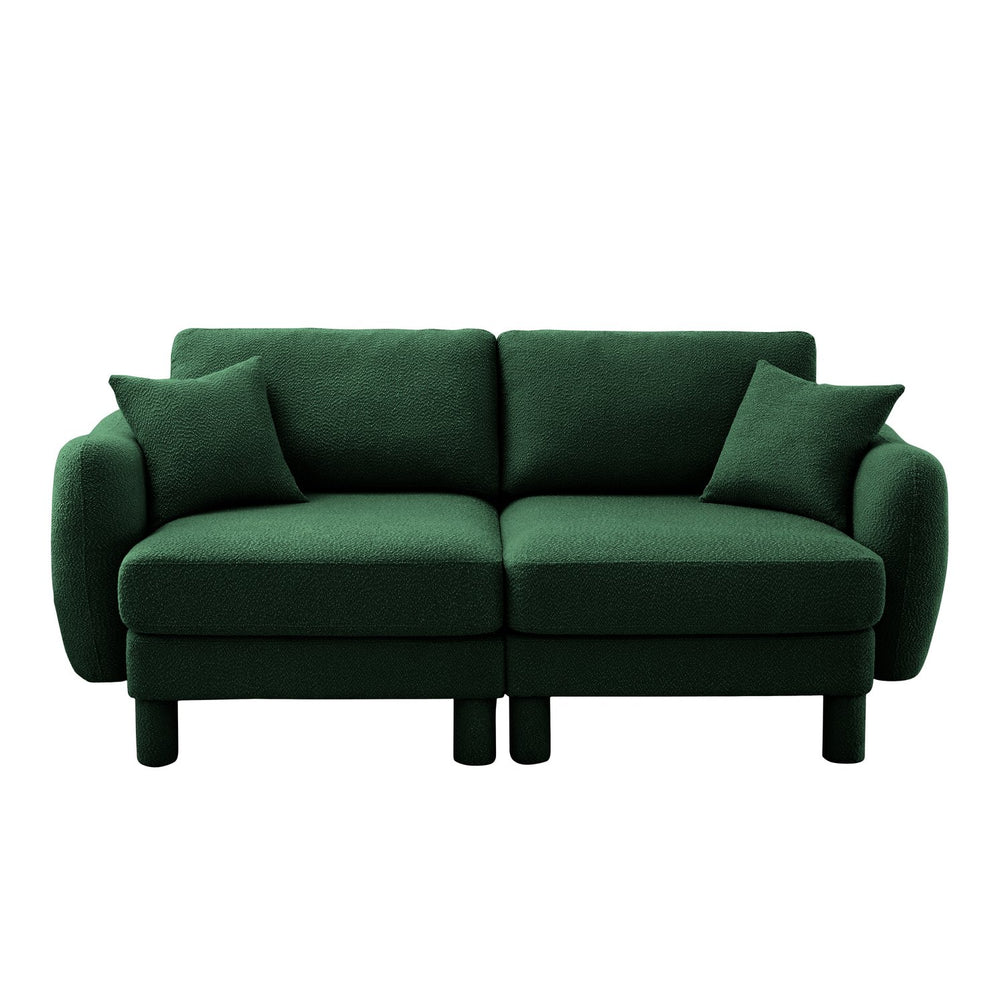 English Elm Boucle Fabric 2-Seater Loveseat Sofa With Shell-Shaped Armrests & Plush Cushions For Comfort W3041S00306
