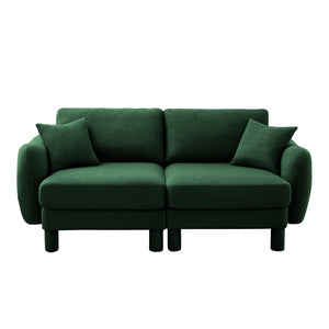 English Elm Boucle Fabric 2-Seater Loveseat Sofa With Shell-Shaped Armrests & Plush Cushions For Comfort W3041S00306