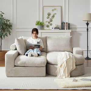 English Elm 99-Inch Chenille Cloud Curved Sectional Sofa – Modern L-Shaped Boneless Couch With Chaise & Comfort W834S00476