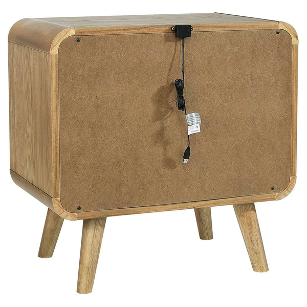 English Elm Winston Retro Light Ash 2-Drawer Nightstand with Felt-Lined Drawer, Rounded Edges, Tapered Legs B062P375525