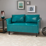 Christopher Knight Home® - Noble House - Bellerose Teal Leather Settee