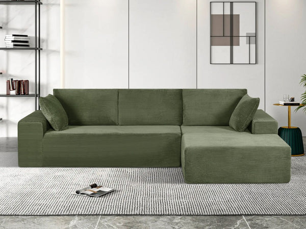 English Elm Cozyform Convertible Sectional Sofa - Soft Corduroy, No Assembly, Versatile Comfy Couch In Dark Green B2735P359710