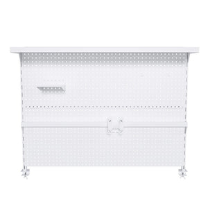 English Elm Clamp-on Steel Pegboard Desk Organizer with Monitor Arm Shelf and Movable Panel W2700P346783
