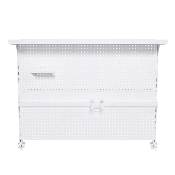English Elm Clamp-on Steel Pegboard Desk Organizer with Monitor Arm Shelf and Movable Panel W2700P346783