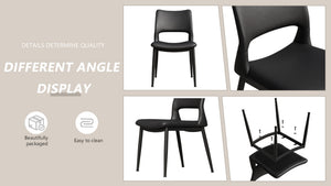 English Elm Modern Pu Leather Dining Chair Set with Ergonomic Backrest and Powder Coated Metal Frame Black Pu W1727P426737